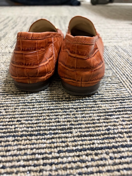 Women’s  Croc-Embossed Leather Loafers in Cognac
